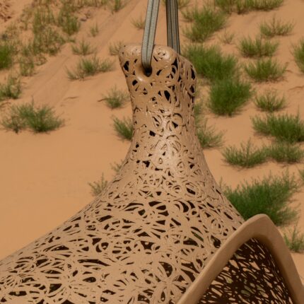 nightfern detailed top hanging chair beige maarcora