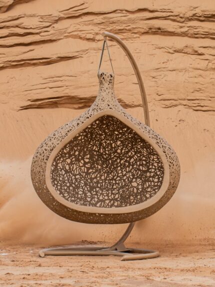 MAARCORA Nightfern basalt hanging chair, handcrafted luxury furniture