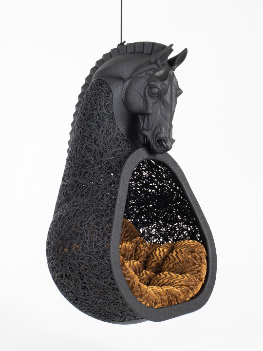 Bucifal Throne basalt sculptural gold.