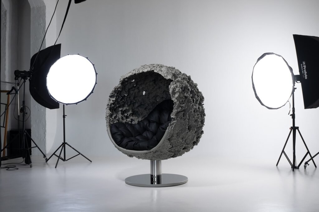 arma sculptural designer chair moon grey maarcora